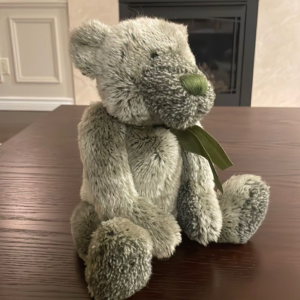 Vintage Ganz The Heritage Collection Jointed Teddy Bear Mossy Green & Grey 14”